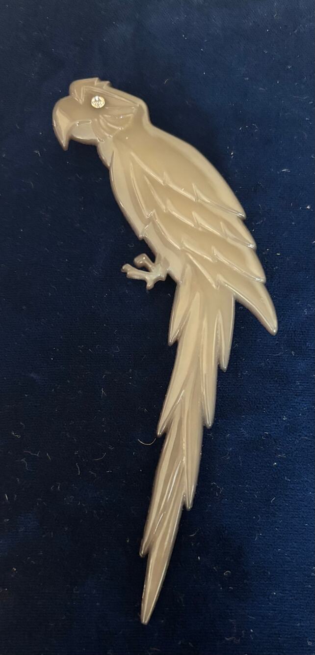 Vintage Buch + Delchmann Parrot Brooch Gray Denmark Statement Large 5.5" MCM